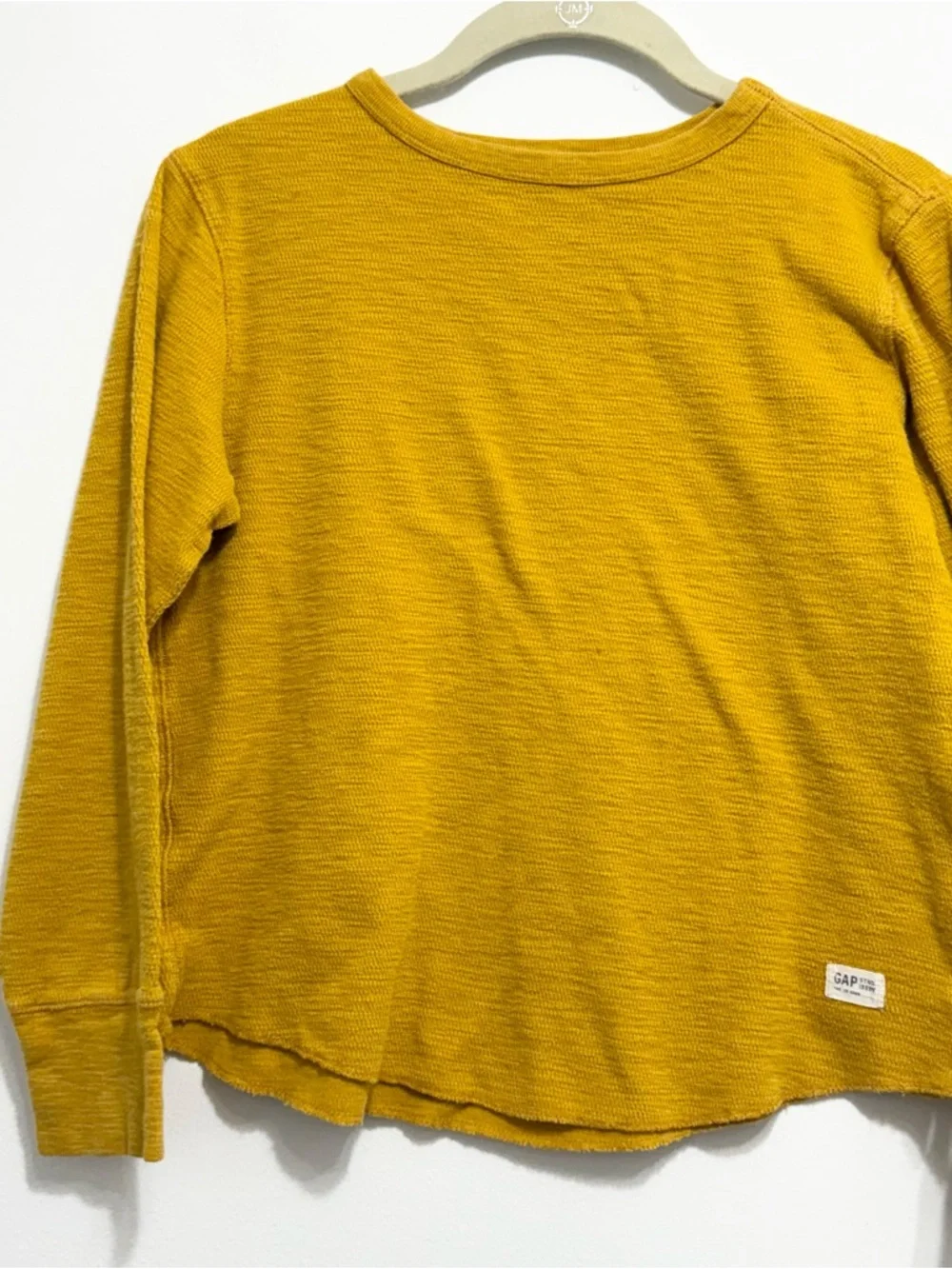 GAP Kids Mustard Yellow Thermal Waffle Knit Long Sleeve Top L 10-11